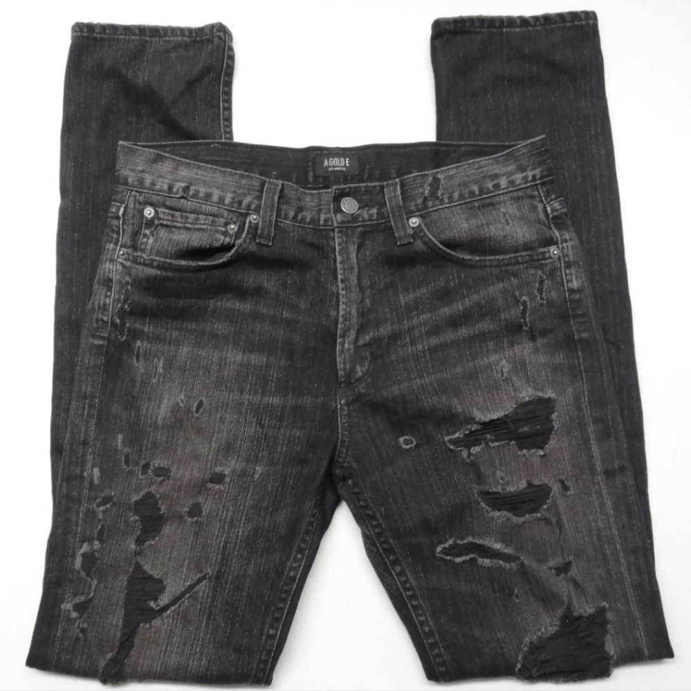 Agolde Mens 31x32 Skinny Liverpool Ripped Distressed Stretch Denim A604-2029 USA